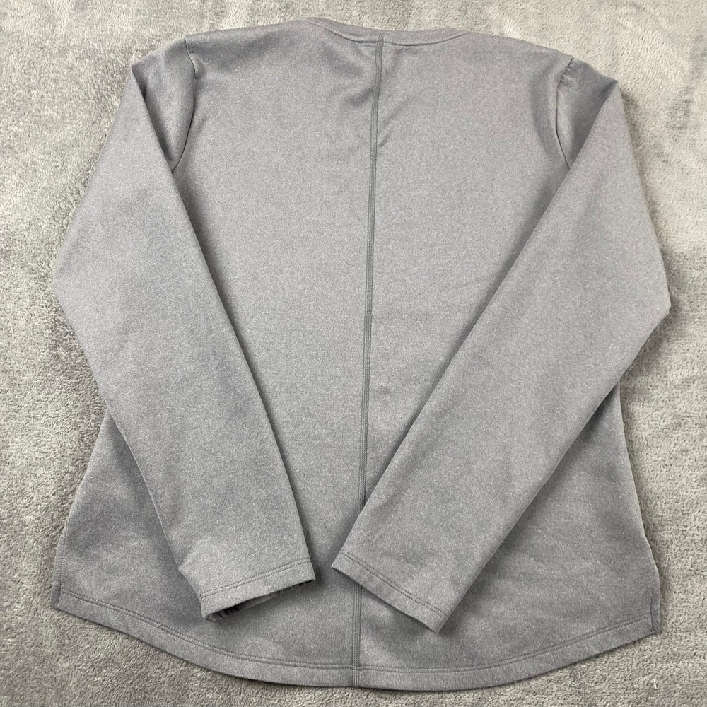 Nike Women Small Long Sleeve Top Gray Therma-FIT Crewneck Athletic Swoosh - Picture 3 of 7